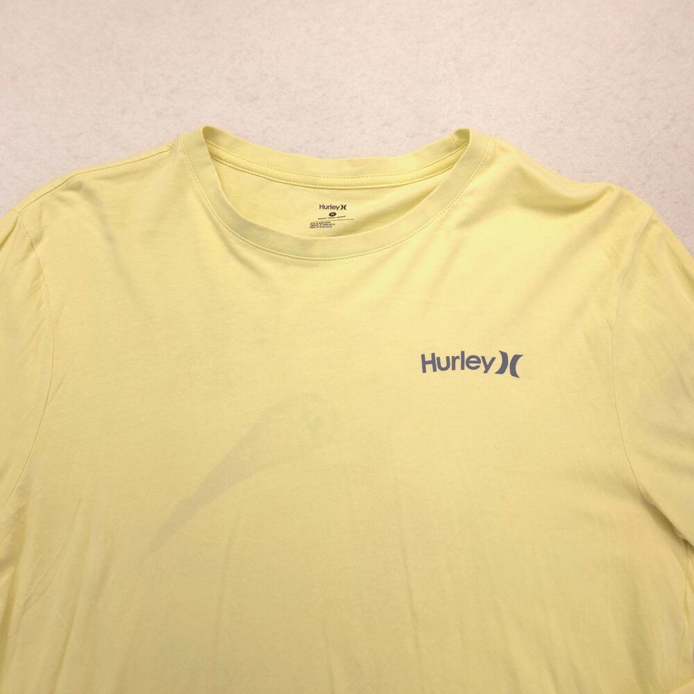 Hurley Casual Crew Neck Long Sleeve Graphic T-Shirt Mens Size Medium M Yellow